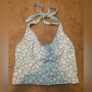 Hollister Floral Blue Halter Top Size S